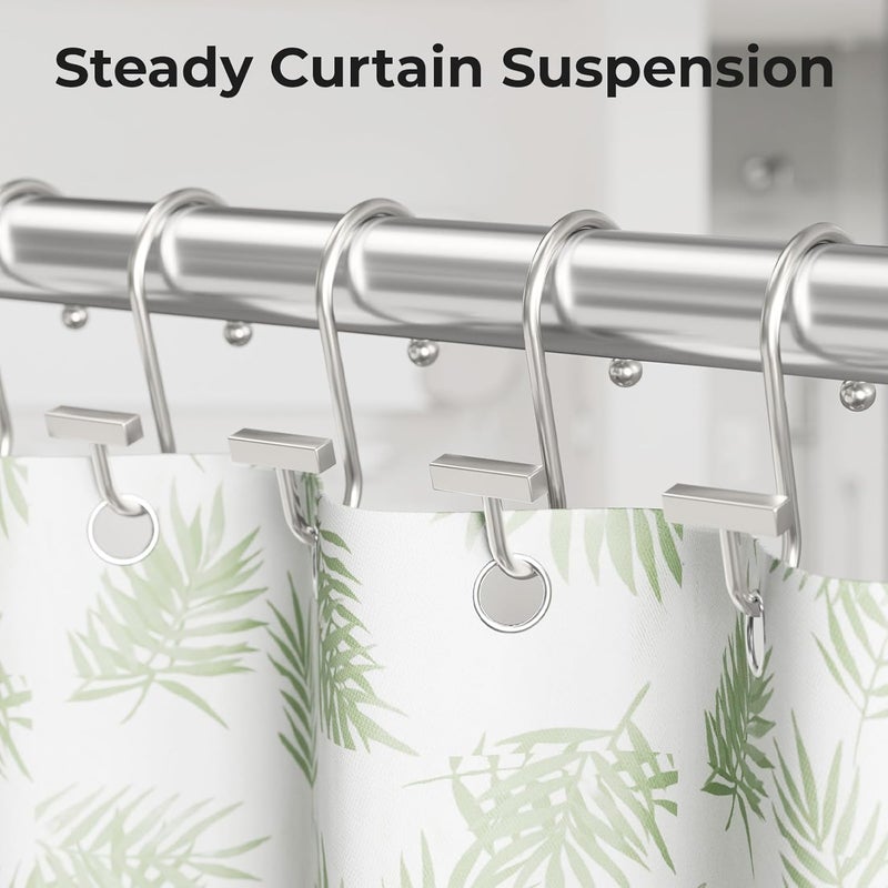 Bathway Shower Curtain Hooks, Nickel Shower Curtain Rings Rust Proof, 12PCS Shower Hooks for Shower Curtain, T-Bar Design Convenient Elegant Shower Curtain Hangers for Bathroom Kitchen Wardrobe - Image 5
